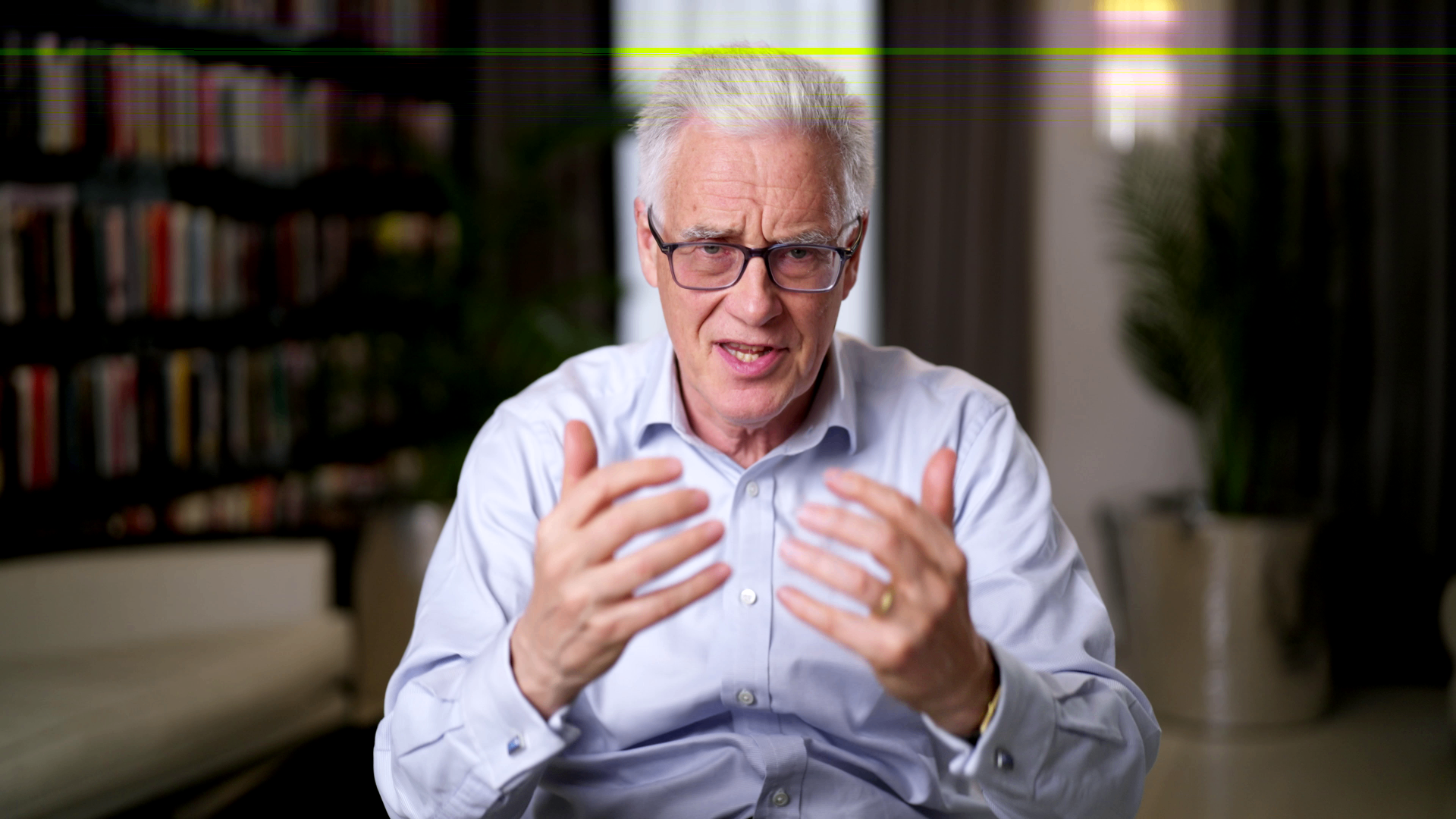 Speaker close-up during interview recording